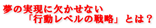 夢の実現に欠かせない「行動レベルの戦略」とは？